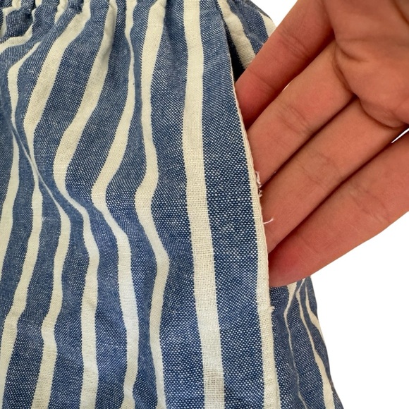 J Crew Mini Blue White Striped Linen Blend Skirt Pockets size 2 - Picture 4 of 9